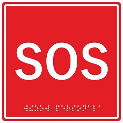 MP-010R1 - Табличка тактильная с пиктограммой "SOS" (150x150мм) красный фон