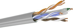 DR-144001 - Патч-кабель кат.6, 4 пары U/UTP, жила 0,58, PVC нг(А)-LS, серый, катушка 305 м