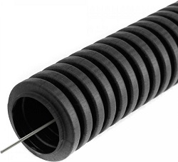 Труба ПВХ гофрированная легкая д.16мм, 350 Н, с/з, цвет: черный, 100м (PR01.0053)