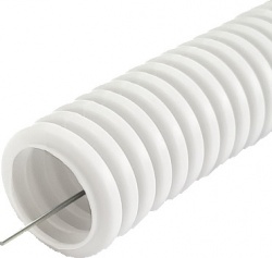 Труба ПЛЛ гофрированная тяжелая безгалогенная негорючая, д.25мм, с/з, цвет: белый, 50м (PR02.0241)