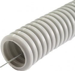 Труба ПНД гофрированная лёгкая безгалогенная стойкая к УФ д.25мм, 350 Н с/з, цвет: серый, 50м