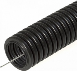 Труба ПНД гофрированная лёгкая безгалогенная стойкая к УФ д.20мм, 350 Н с/з, цвет: черный, 100м