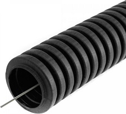 Труба ПВХ гофрированная легкая д.20мм, 350 Н, с/з, цвет: черный, 100м (PR01.0055)