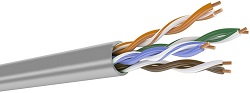 DR-143001 - Патч-кабель кат.5е, 4 пары U/UTP, 24AWG, PVC (нг(А)-LS), серый, коробка 305 м