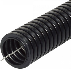 Труба ПНД тяжелая гофрированная безгалогенная стойкая к УФ д.16, 750 Н с/з, цвет: черный, 100м (PR.0