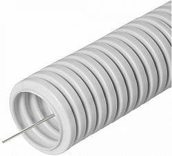 Труба ПВХ гофрированная легкая д.20мм, 350 Н с/з, цвет: серый, 100м (PR.012031)