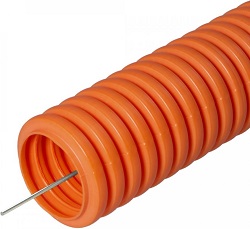 Труба ПНД гофрированная тяжёлая безгалогенная д25мм, 750 Н с/з, цвет: оранжевый, 50м (PR.022541о)