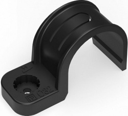 Крепеж-скоба пластиковая односторонняя для прямого монтажа атмосферостойкая черная в п/э d32 мм (25ш