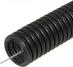 Труба ПНД тяжелая гофрированная безгалогенная стойкая к УФ д.20 750 Н с/з, цвет: черный, 100м (PR.02