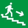 Знак E13 "Направление к эвакуационному выходу по лестнице вниз" направо фотолюминесцентный 200х200