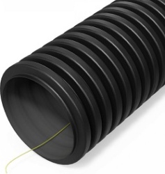 Труба ПНД гибкая гофрированная двустенная стойкая к УФ д.63мм, тип 450 (SN18) с/з, цвет: черный, 50м