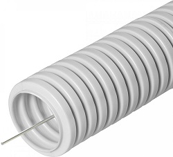 Труба ПВХ гофрированная легкая д.50мм, 350 Н, с/з, цвет: серый, 15м (PR.015031)