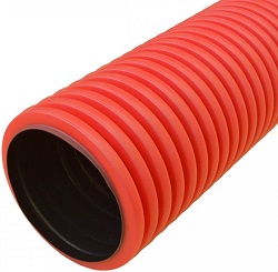 Труба ПНД жесткая гофрированная двустенная д.125мм, тип 750 (SN14), цвет: красный, 6м (PR15.0077)