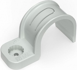 Крепеж-скоба пластиковая односторонняя для прямого монтажа атмосферостойкая серая в п/э d32 мм (25шт