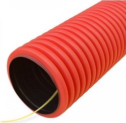 Труба ПНД гибкая гофрированная двустенная д.110мм, тип 450 (SN12) с/з, цвет: красный, 50м (PR15.0033