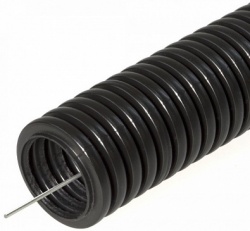 Труба ПНДгофрированная тяжёлая безгалогенная стойкая к УФ д.32мм, 750 Н с/з, цвет: черный, 25м (PR.0