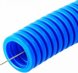 Труба ПП гофрированная лёгкая негорючая, д.25мм, 350 Н с/з, цвет: синий, 50м (PR02.0077)