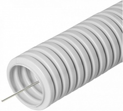 Труба ПВХ гофрированная тяжелая д.25мм, 750 Н, с/з, цвет: серый, 100м (PR.0125415)