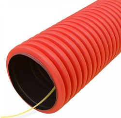 Труба ПНД гибкая гофрированная двустенная д.50мм, тип 750 (SN38) с/з, цвет: красный, 100м (PR15.0041