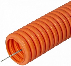 Труба ПНД гофрированная лёгкая безгалогенная д.50мм, 350 Н с/з, цвет: оранжевый, 15м (PR.025061)