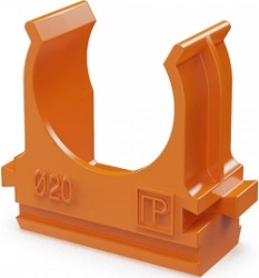Крепёж-клипса для труб, АБС-пластик, д.20мм, цвет: оранжевый, 100шт (PR13.0064)