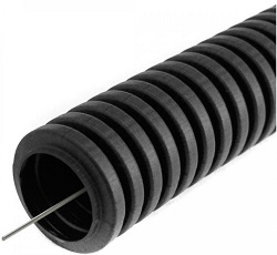 Труба ПВХ гофрированная легкая д.63мм, 350 Н, с/з, цвет: черный, 15м (PR01.0091)