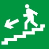 Знак E14 "Направление к эвакуационному выходу по лестнице вниз" налево фотолюминесцентный 200х200