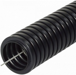 Труба ПА гофрированная негорючая стойкая к УФ, д16мм, с/з, цвет: черный, 100м (PR02.0101)