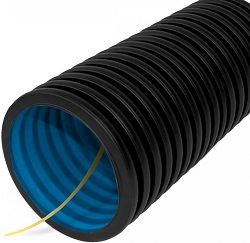 Труба ПНД гибкая гофрированная двустенная стойкая к УФ негорючая д.50мм, тип 450 (SN26) с/з, цвет: ч